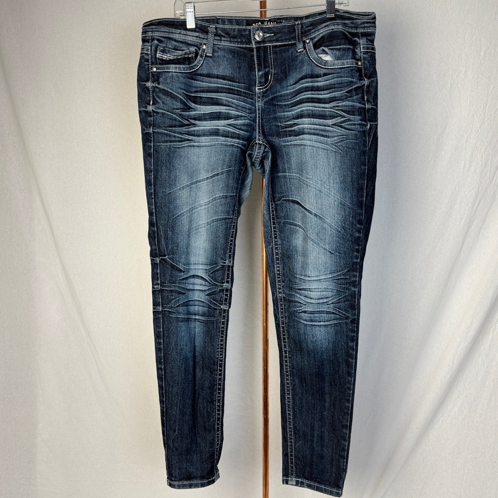 ZCO Jeans‎ Women's Size 16 Embellished Pockets Dark Wash Denim Skinny Jeans